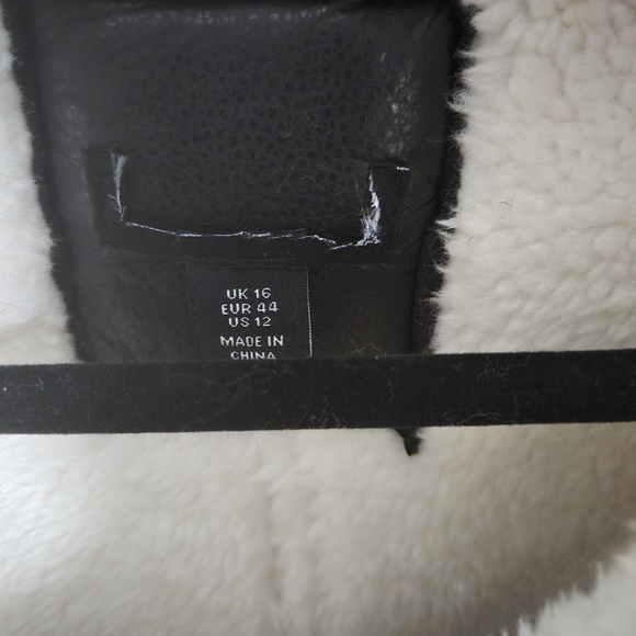 Unbranded Black Faux Sherling Aviator Jacket Size 12 - Picture 3 of 9